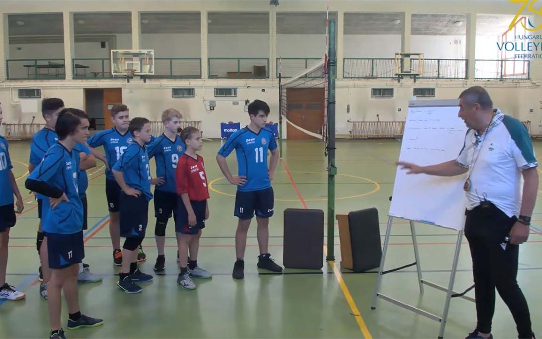 Edzésvezetés, komplex gyakorlatok U15 fiú röplabdásokkal – Demeter György
